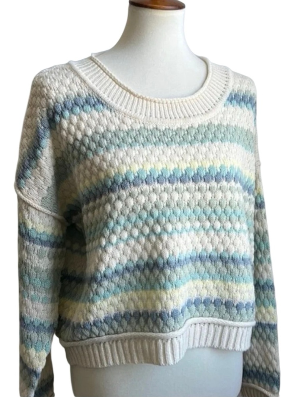 Cloud Chaser Pastel Striped Cropped Sweater Size Small NWT